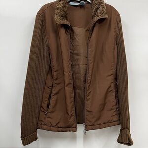 Ladies S Jane Ashley Jacket faux fur collar mixed media